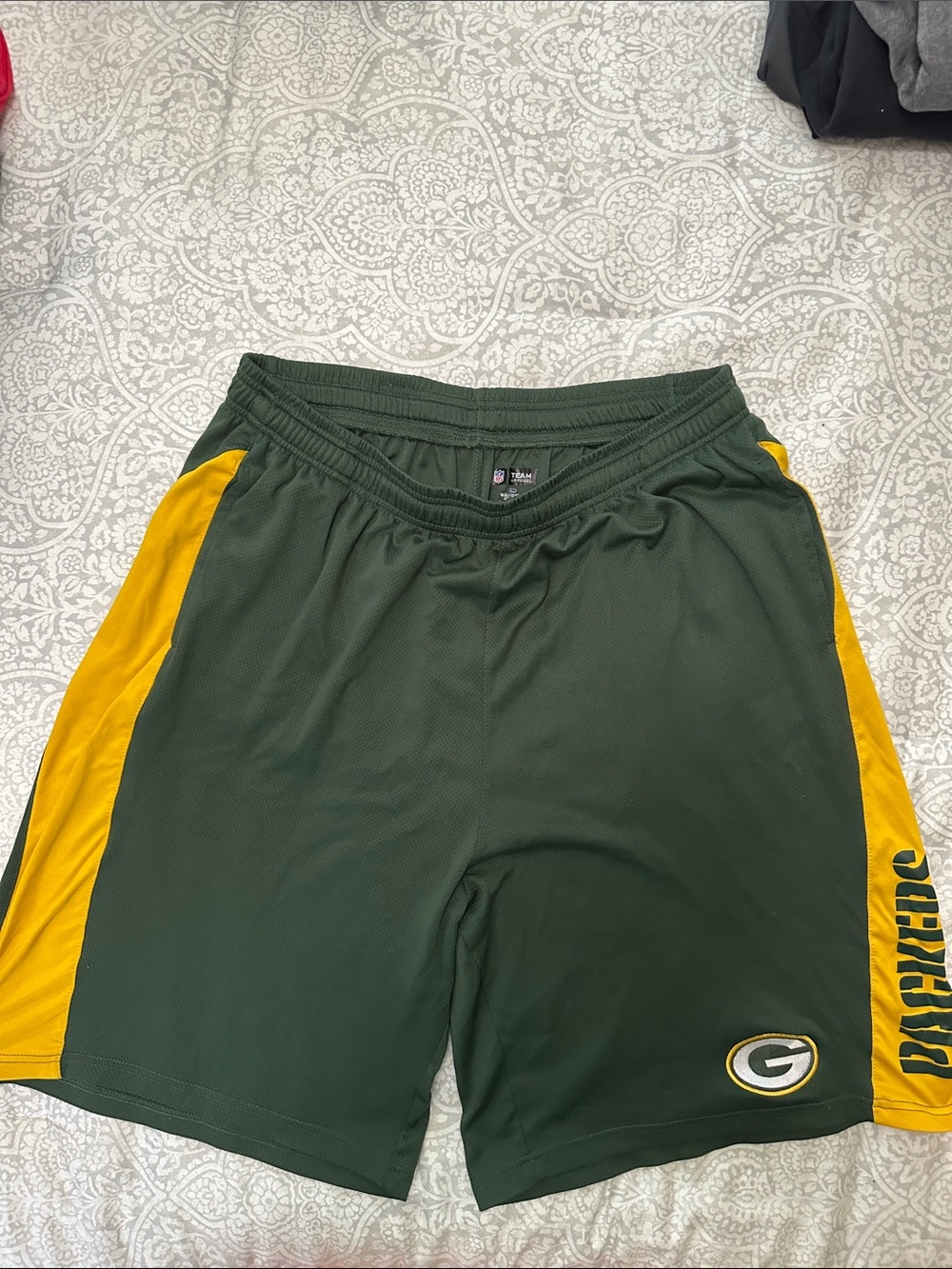 Green & Gold Athletic Shorts with Team Logo - Men's